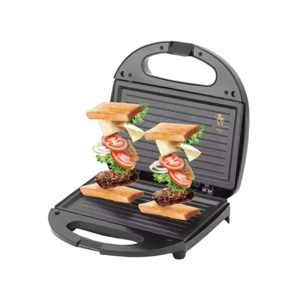 GENERICO - Sandwichera Parrilla Grill Eléctrica Antiadherente 750W