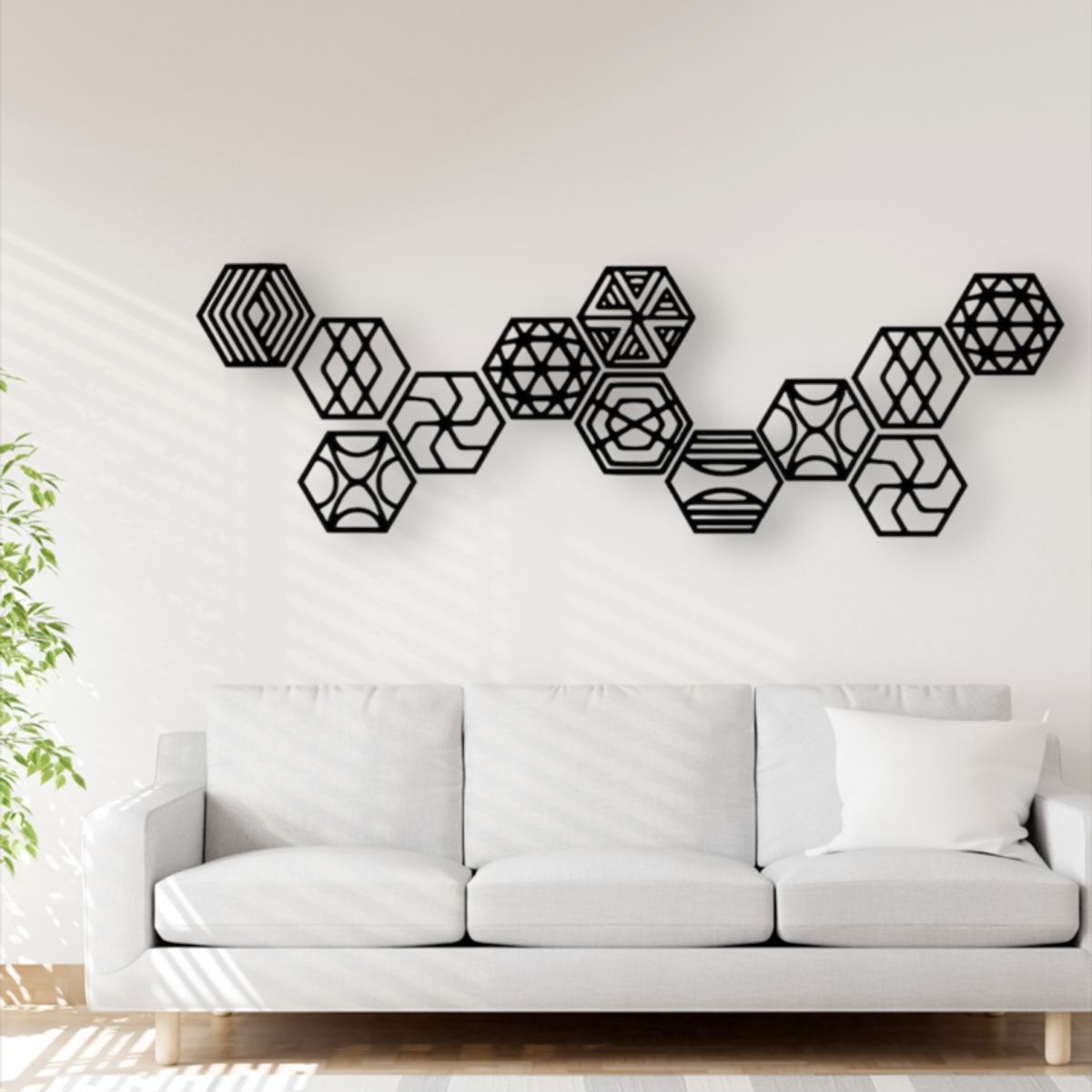 BEER EXPERIENCE LAB - Cuadro decoración pared Mosaico Hexagonal Modular Geométrico MDF Negro