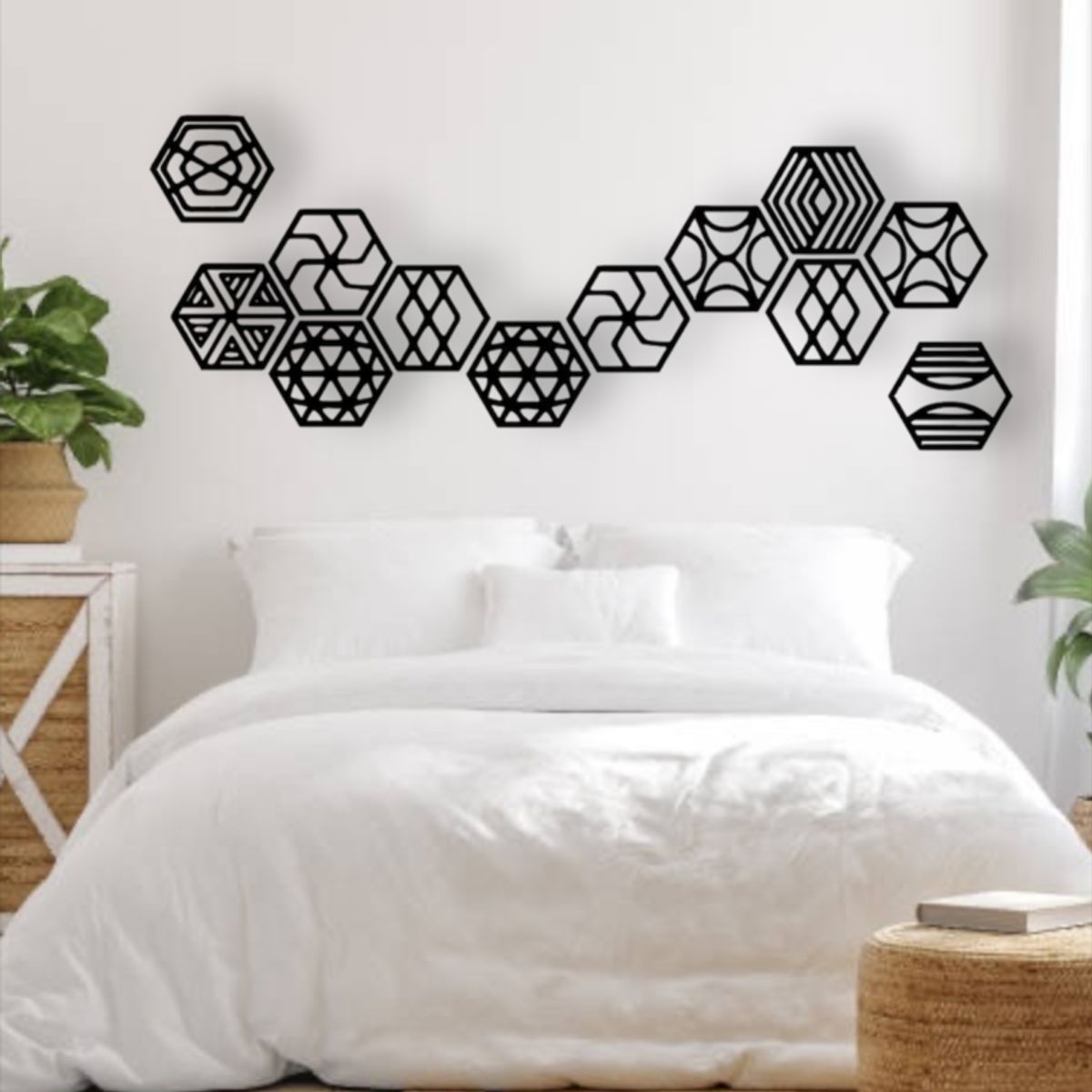 BEER EXPERIENCE LAB - Cuadro decoración pared Mosaico Hexagonal Modular Geométrico MDF Negro