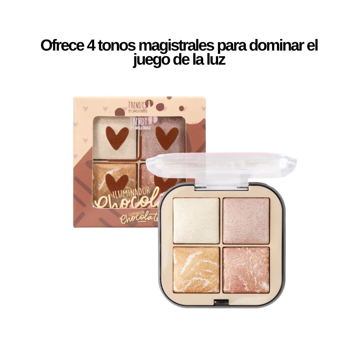 TRENDY - Iluminador Maquillaje Trendy 4 Tonos Brochas Pro X36
