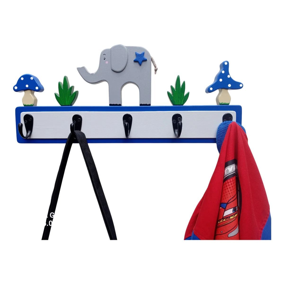 GENERICO - Perchero De Pared En Madera Para Niño Decoración Infantil Color Blanco Con Azu