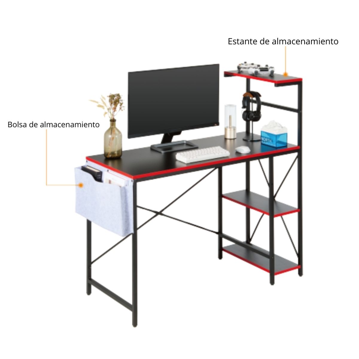 GENERICO - Escritorio Gamer TechGo MPCG-15 Compacto Superficie Texturizada 110cm50cm