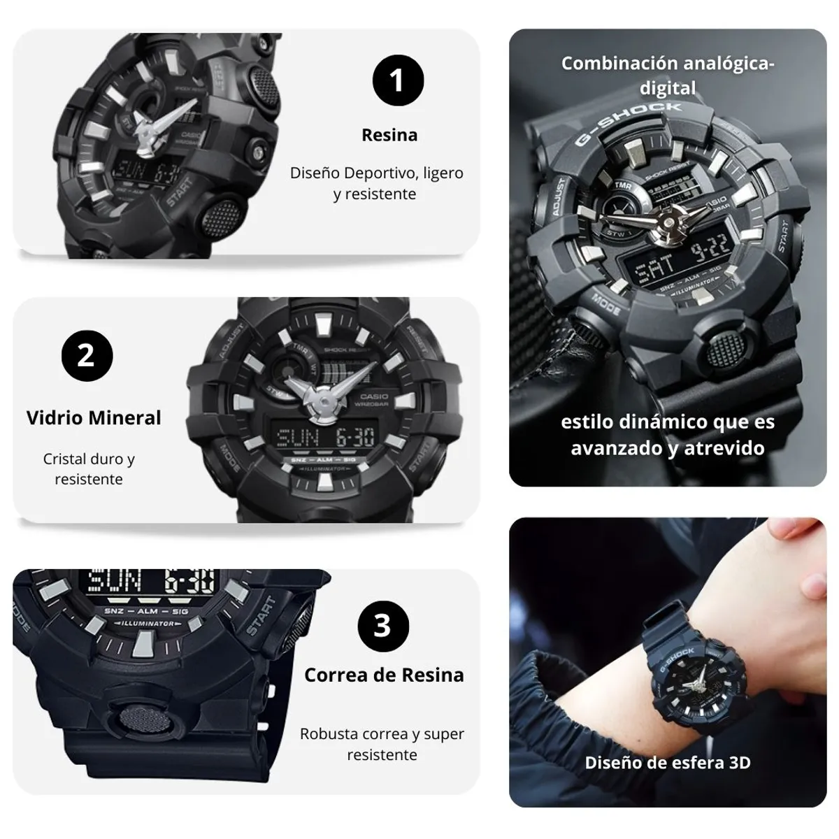 G-SHOCK - Reloj Casio G-SHOCK GA-700-1B Diseño Deportivo