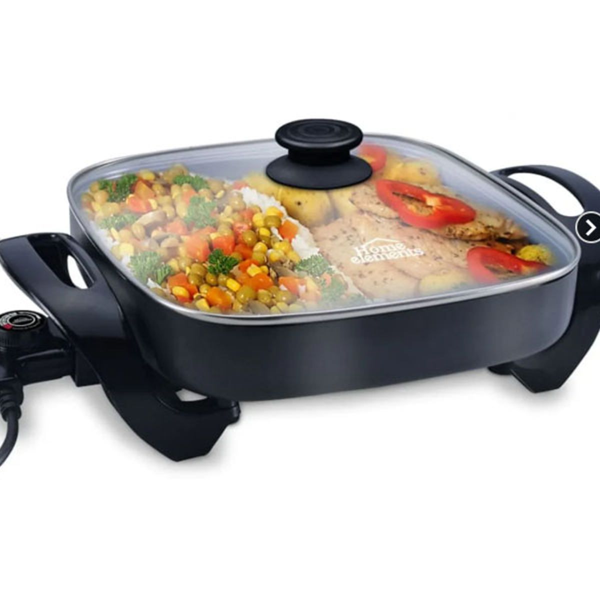 HOME ELEMENTS - Sarten Electrico 30x30cm Tapa Vidrio Home Elements