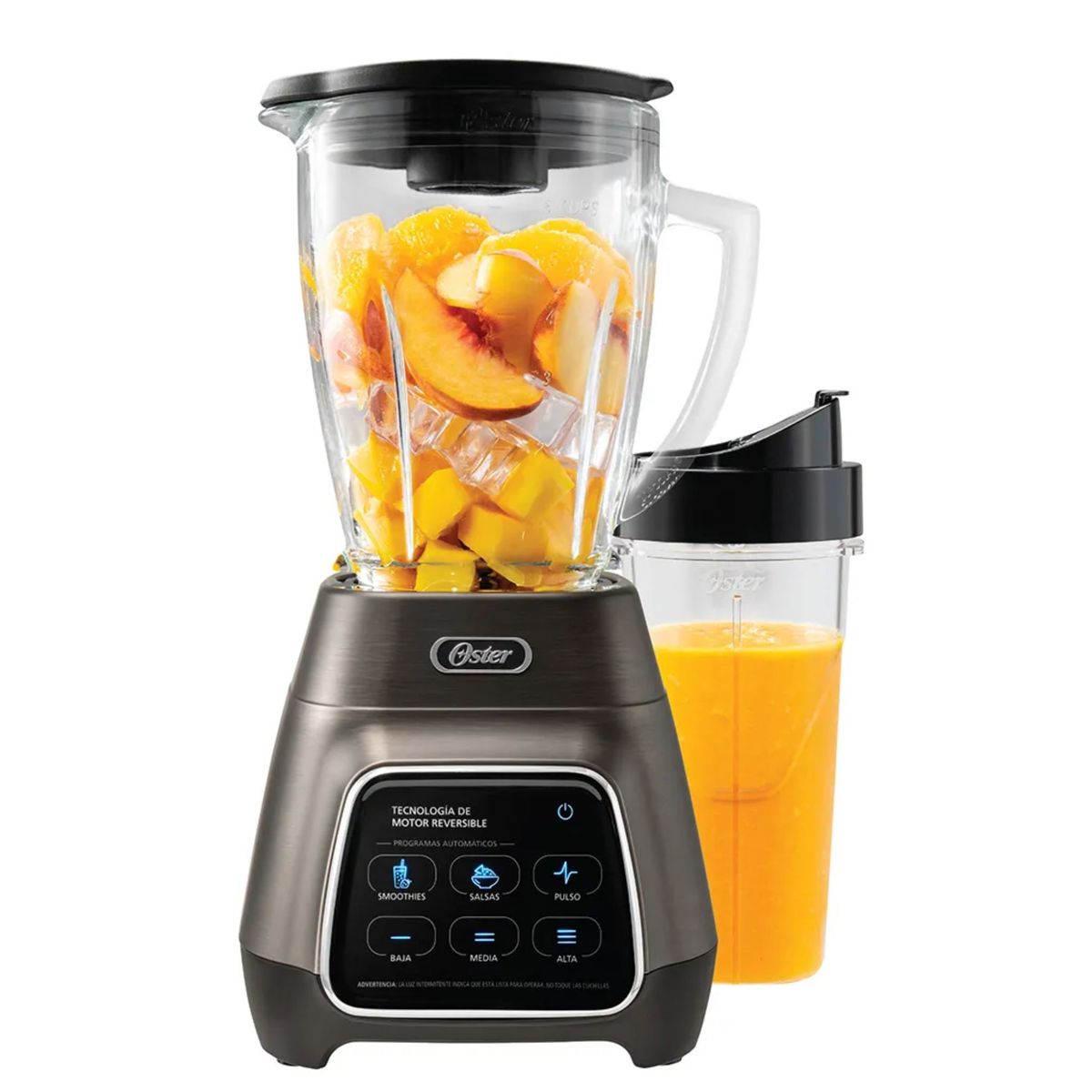 OSTER - Licuadora OSTER Touch Screen reversible 1000W + Vaso portatil Blend&Go Negra