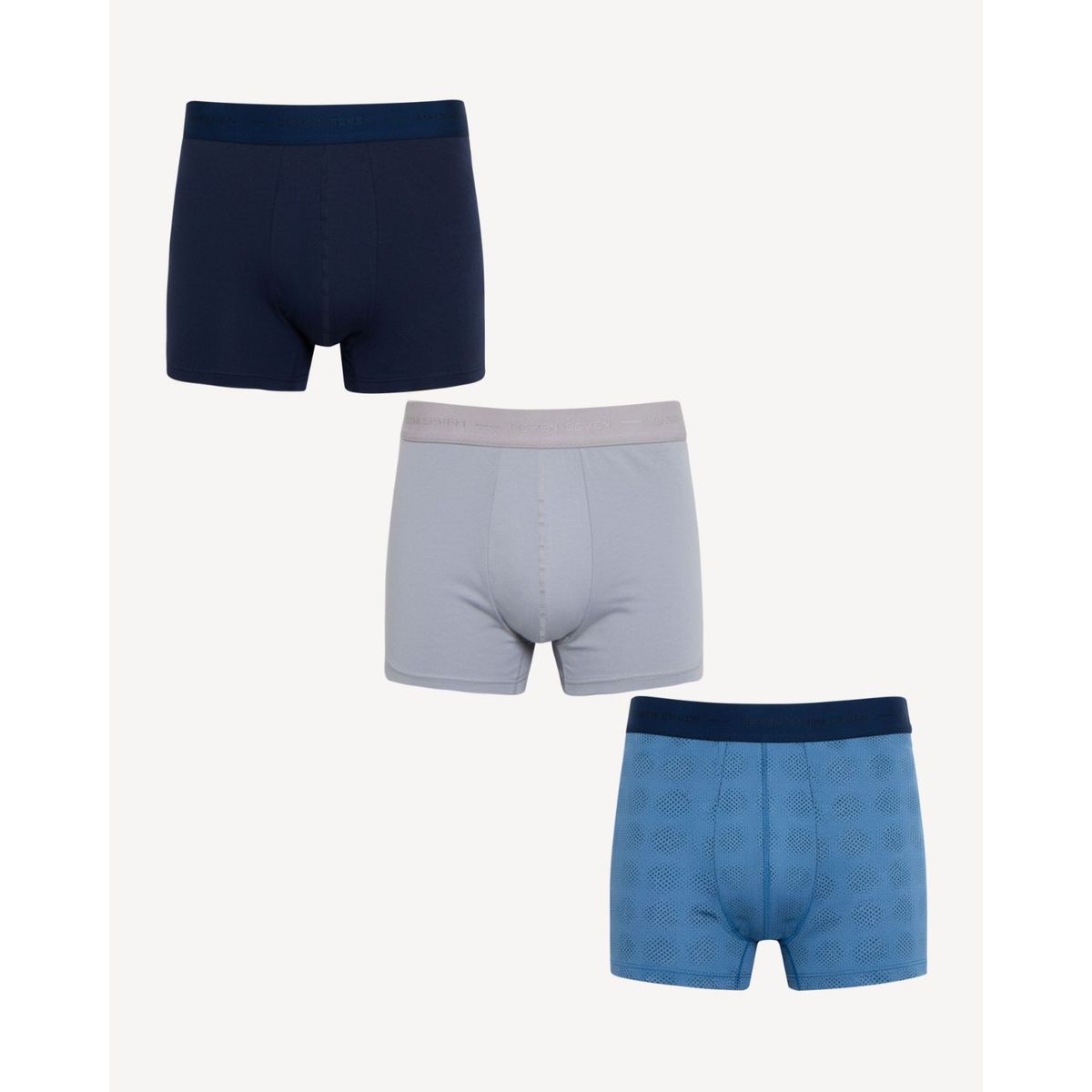 SEVEN SEVEN - Pack X3 De Boxers Cortos  Para Hombre Azul Seven Seven