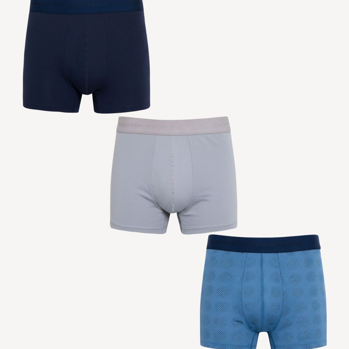 SEVEN SEVEN - Pack X3 De Boxers Cortos  Para Hombre Azul Seven Seven