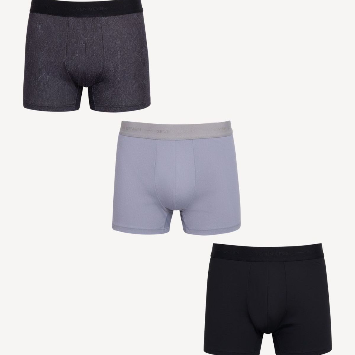 SEVEN SEVEN - Pack X3 De Boxers Medios Texturizados  Para Hombre Gris Seven Seven