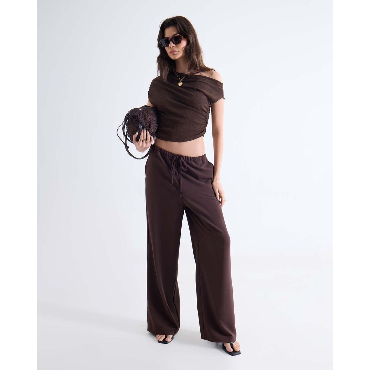 SEVEN SEVEN - Pantalón Tiro Medio Con Cordón  Para Mujer Café Seven Seven