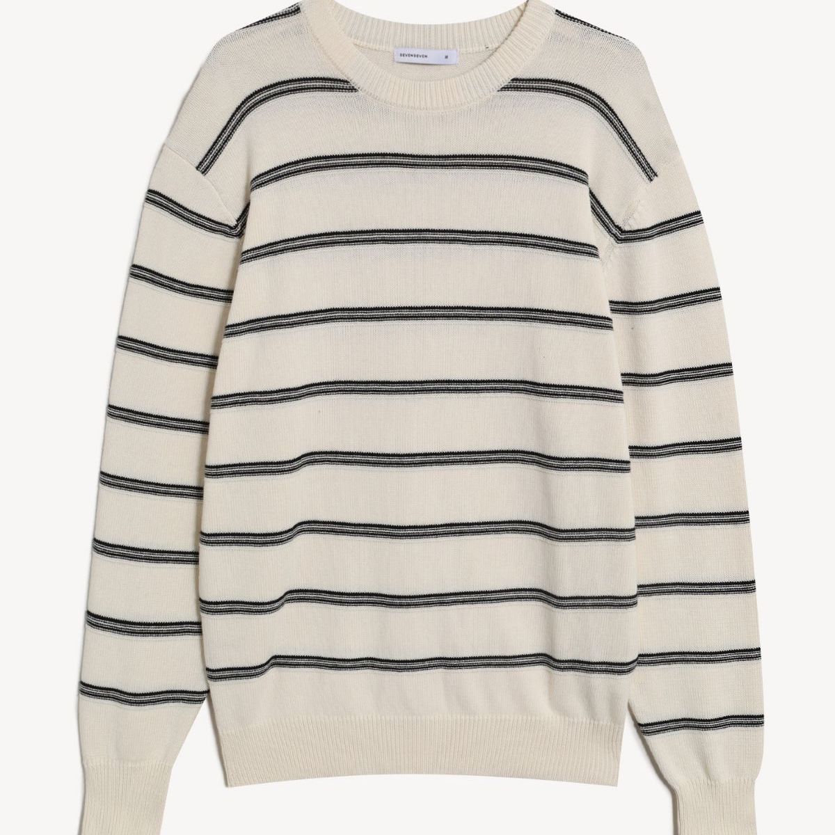 SEVEN SEVEN - Buzo Rayado Relaxed  Para Hombre Beige Seven Seven