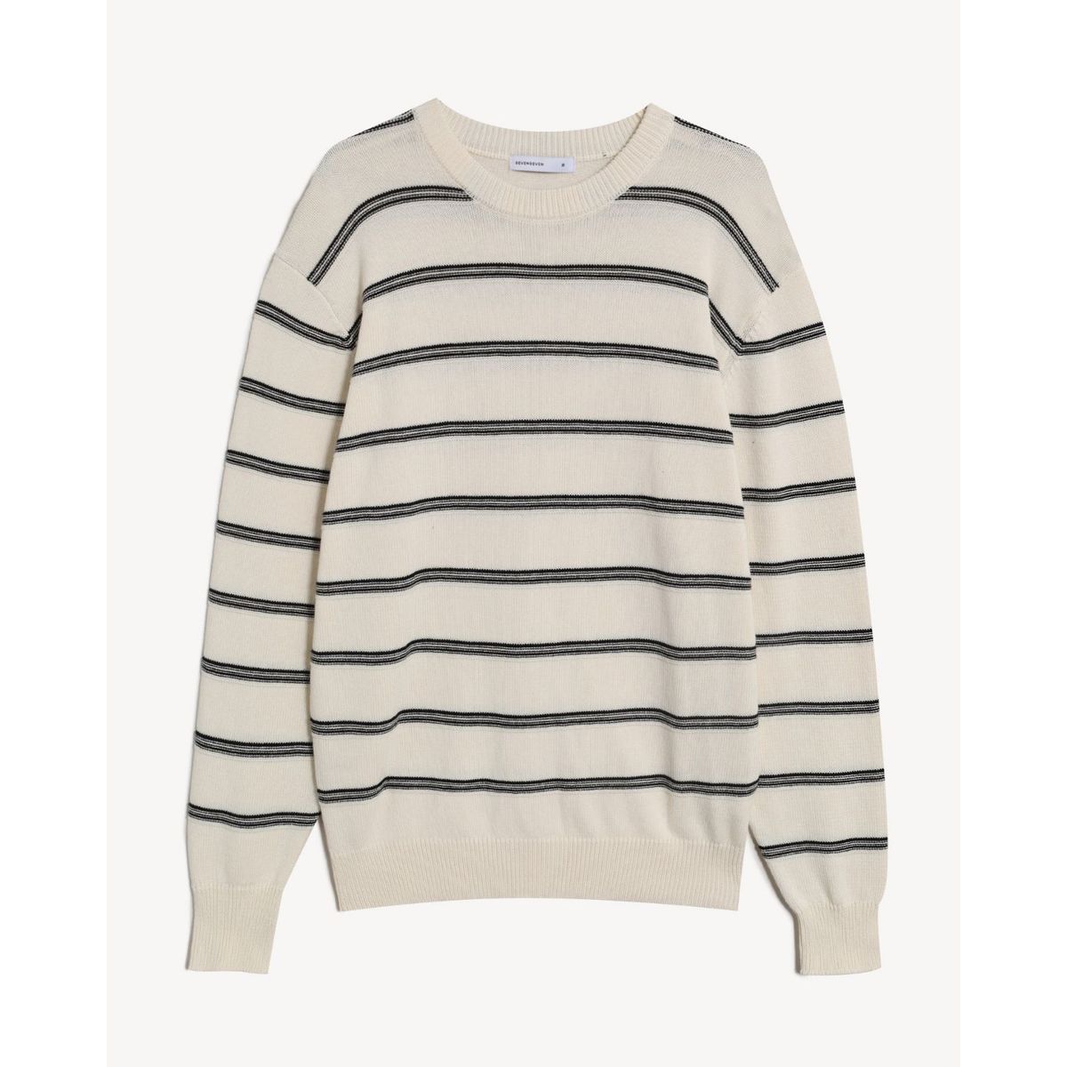 SEVEN SEVEN - Buzo Rayado Relaxed  Para Hombre Beige Seven Seven