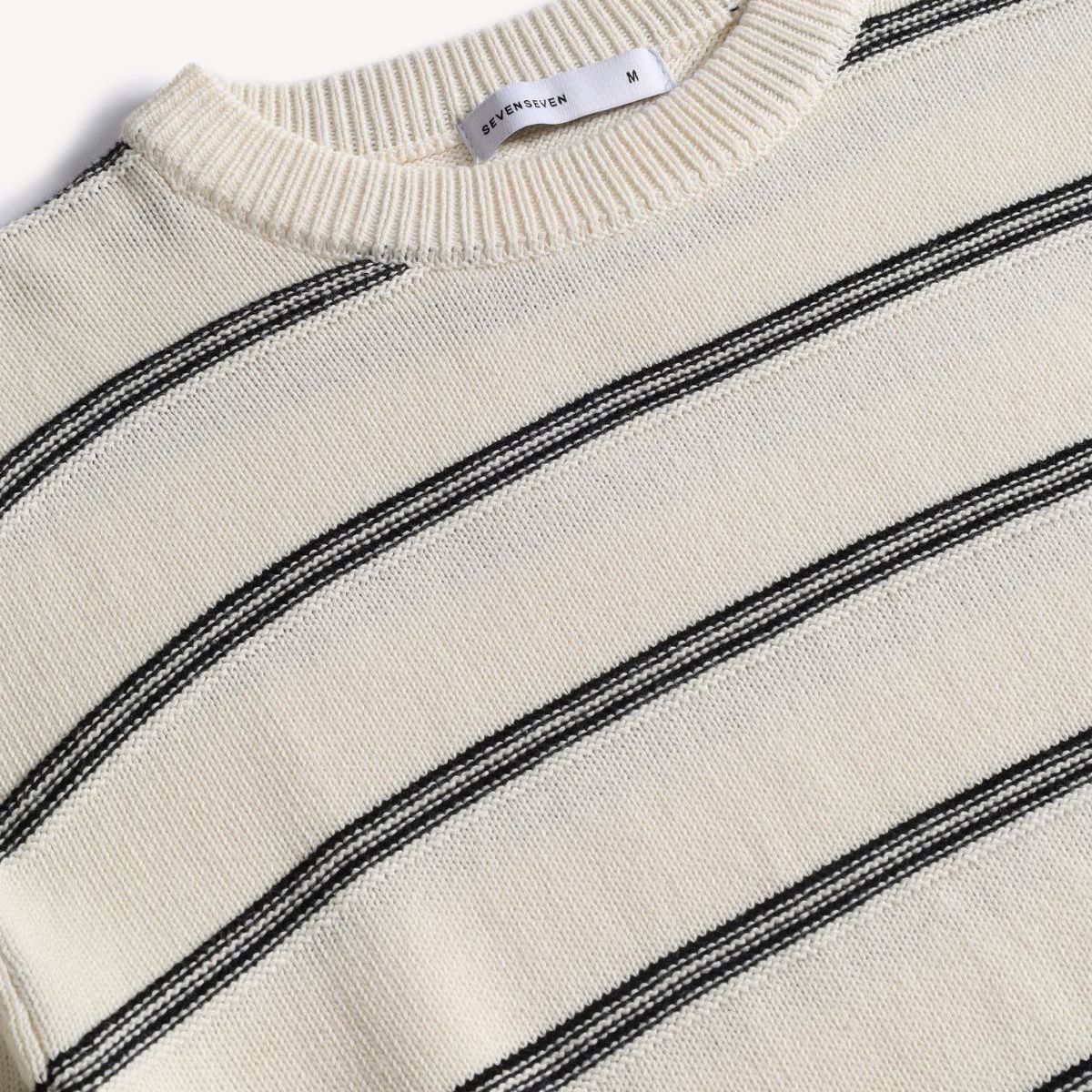 SEVEN SEVEN - Buzo Rayado Relaxed  Para Hombre Beige Seven Seven