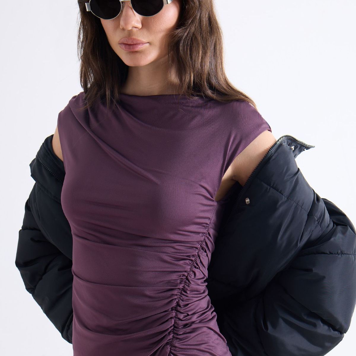 SEVEN SEVEN - Camiseta Con Drapeado Lateral  Para Mujer Morado Seven Seven