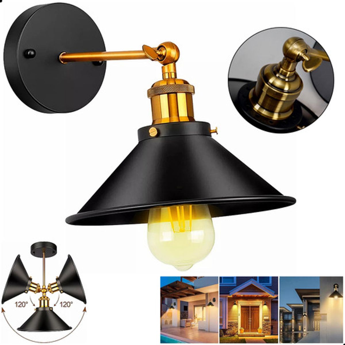 ILUMINATA - Aplique de Pared Decorativo Industrial Retro Negro Mate E27 Interior