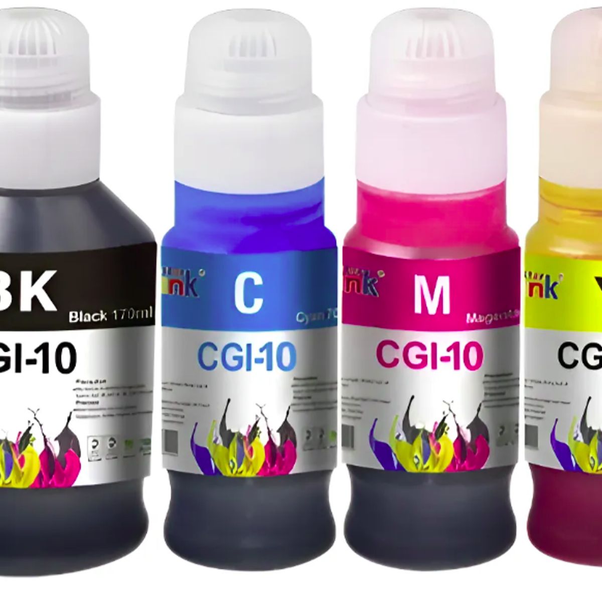 GENERICO - Kit De 4 Tintas Para Canon Gi 10 G6010 G7010 G5010 Genericas