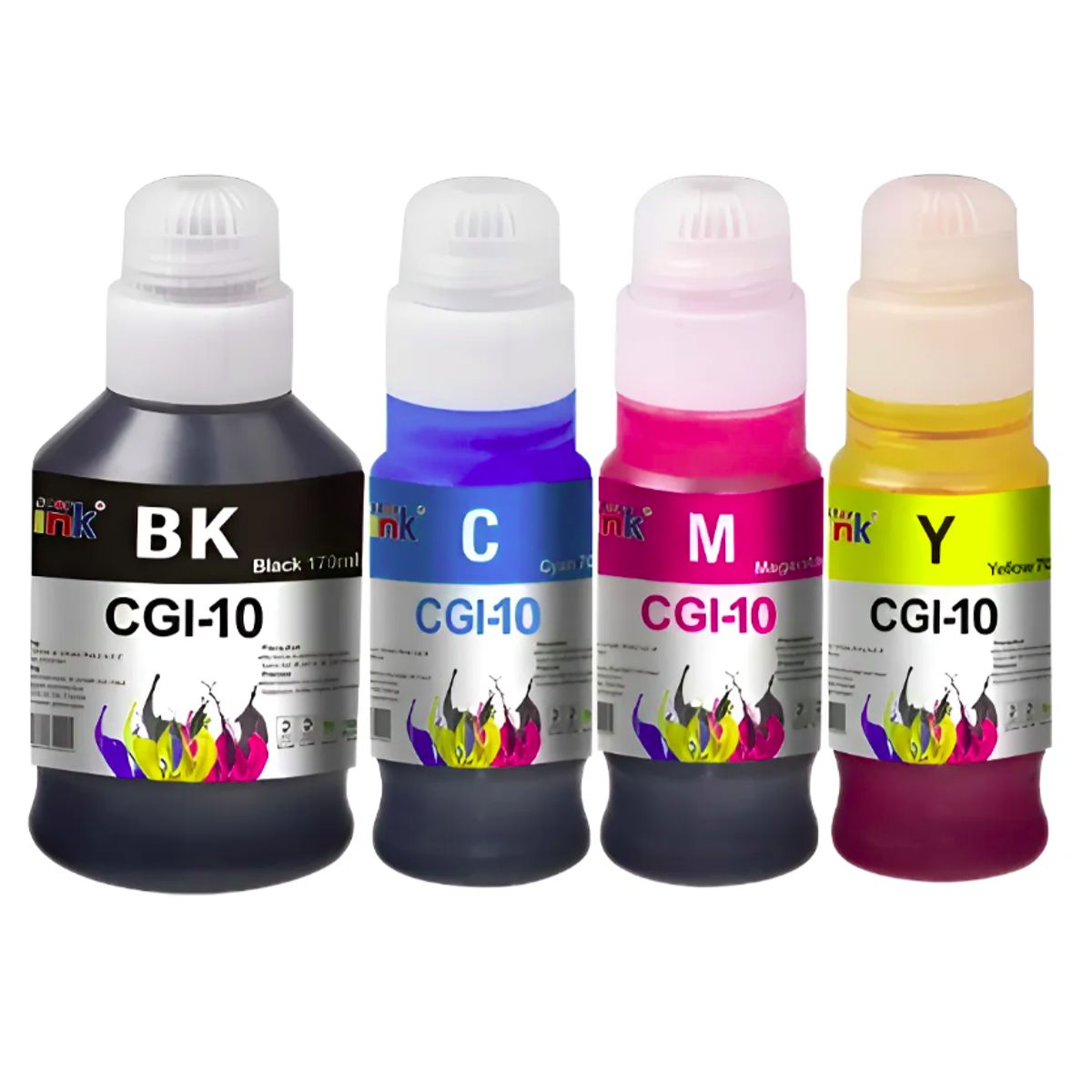 GENERICO - Kit De 4 Tintas Para Canon Gi 10 G6010 G7010 G5010 Genericas