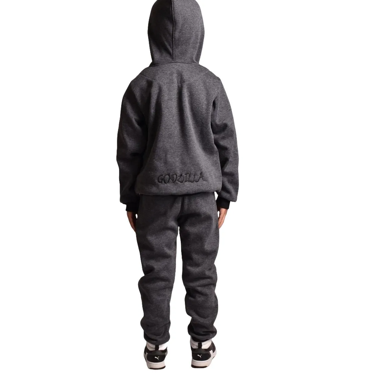 BIGBOYS - Conjunto Sudadera Capota Godzila Gris Niño