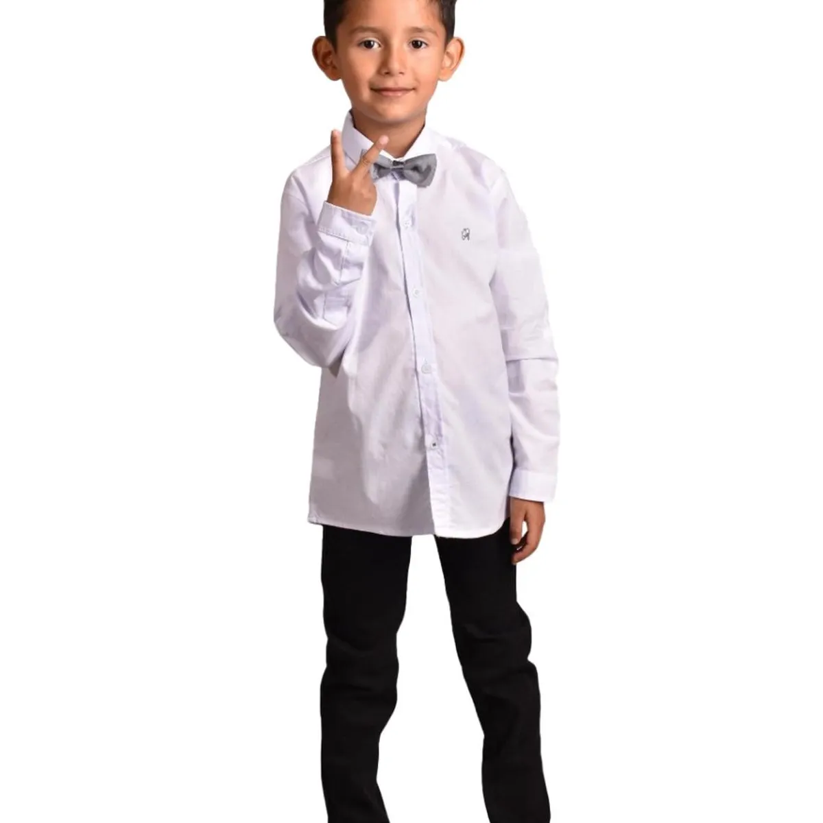 BIGBOYS - Camisa Blanca Manga Larga Bebe Niño