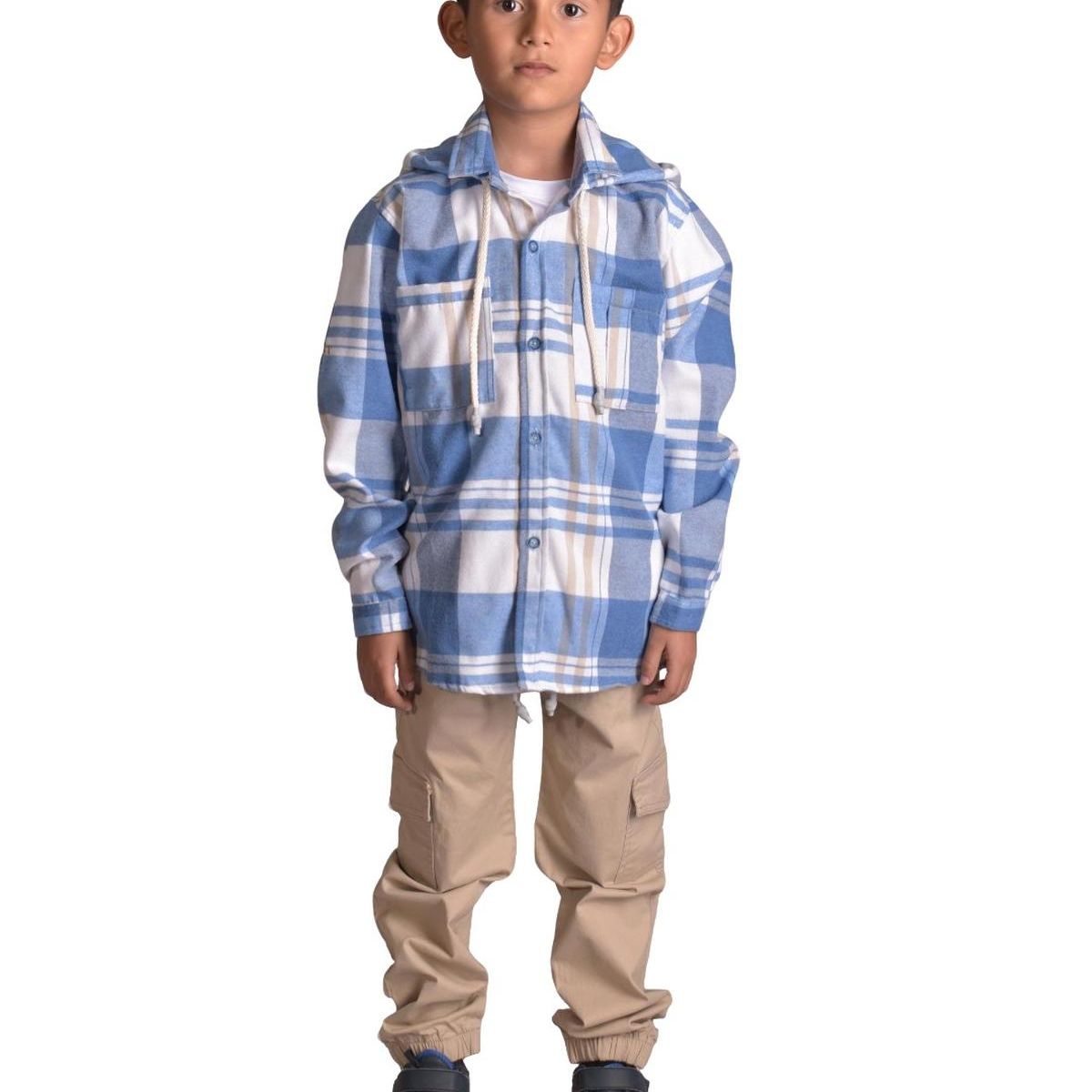 BIGBOYS - Camisa Leñador Azul Beige Niño