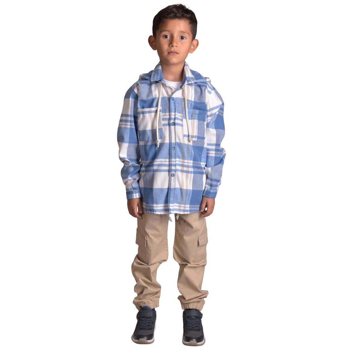 BIGBOYS - Camisa Leñador Azul Beige Niño