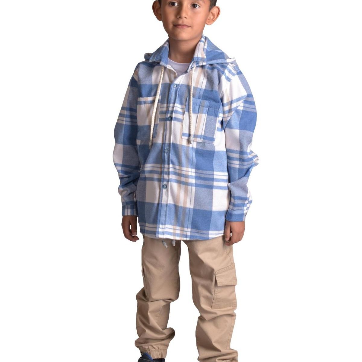 BIGBOYS - Camisa Leñador Azul Beige Niño