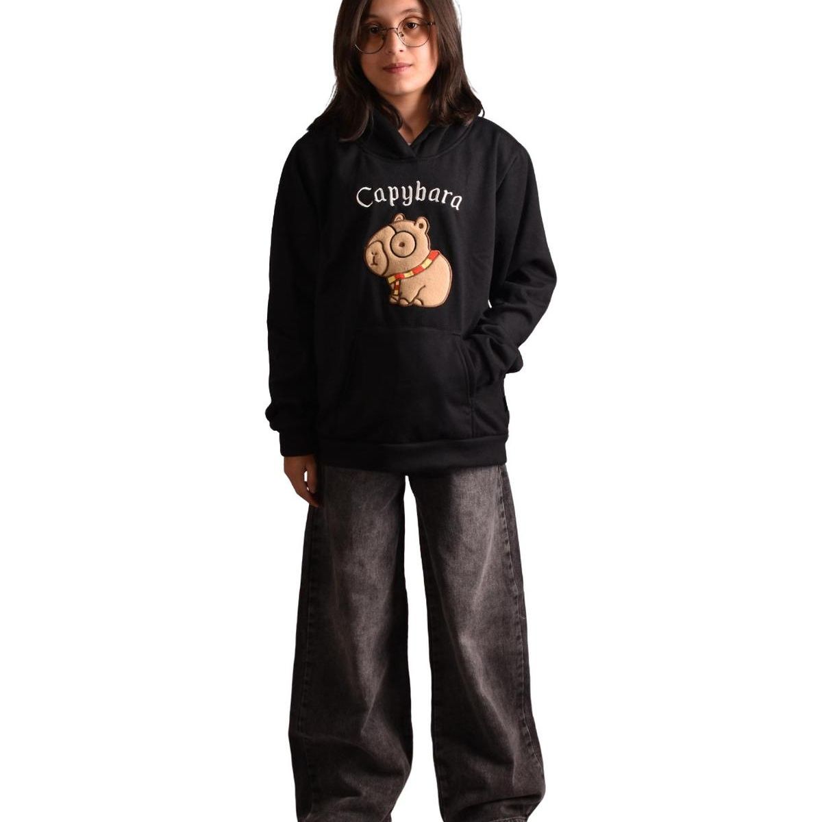 BIGBOYS - Buzo Hoodie Capybara Negro Niña