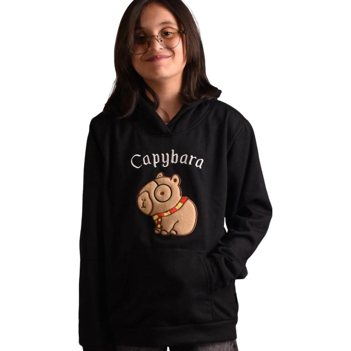 BIGBOYS - Buzo Hoodie Capybara Negro Niña