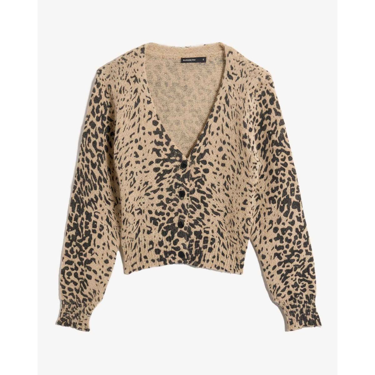 SEVEN SEVEN - Cardigan Corto Animal Print  Para Mujer Camel Seven Seven