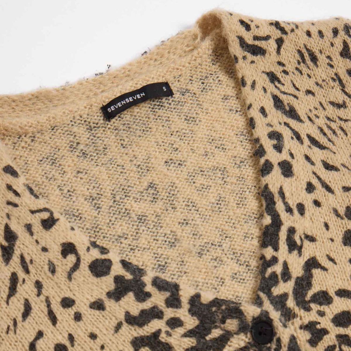 SEVEN SEVEN - Cardigan Corto Animal Print  Para Mujer Camel Seven Seven