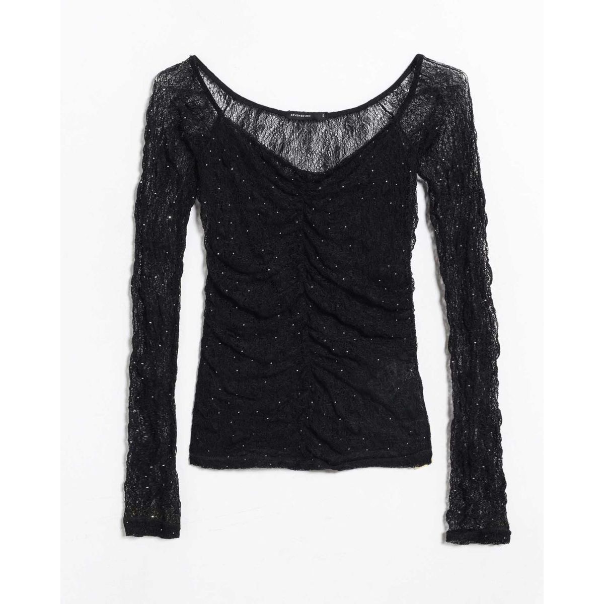 SEVEN SEVEN - Camiseta Off Shoulder  Para Mujer Negro Seven Seven