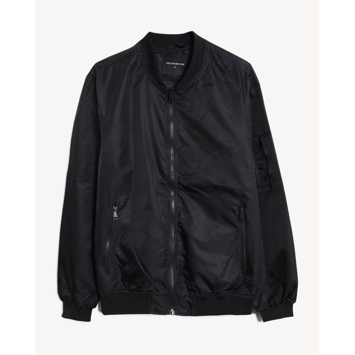 SEVEN SEVEN - Chaqueta Bomber Con Cremallera  Para Hombre Negro Seven Seven