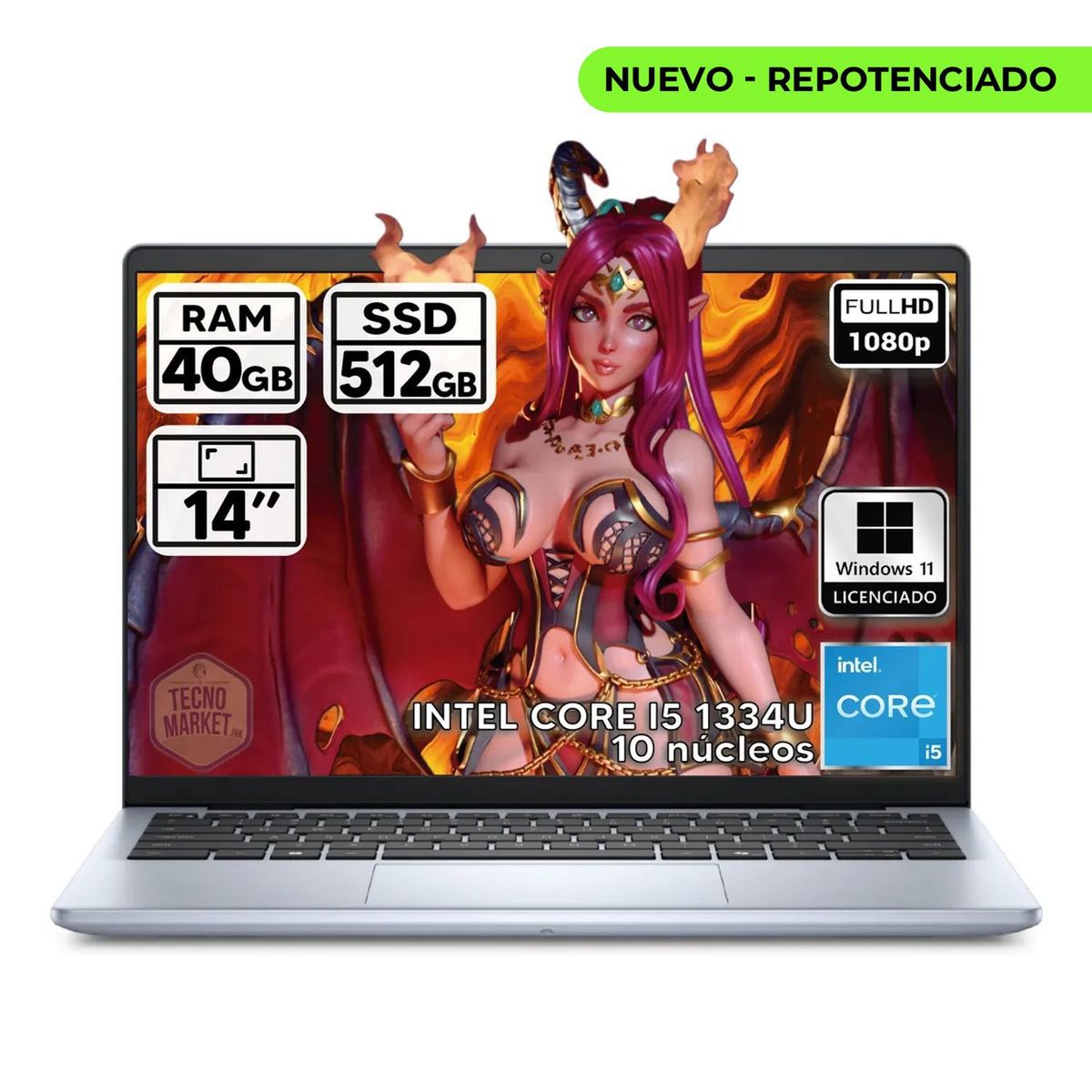 DELL - PORTATIL DELL INSPIRON INTEL CORE I5-1334U 40GB RAM 512GB SSD 14 FHD WINDOWS 11 PRO 100% LICENCIADO