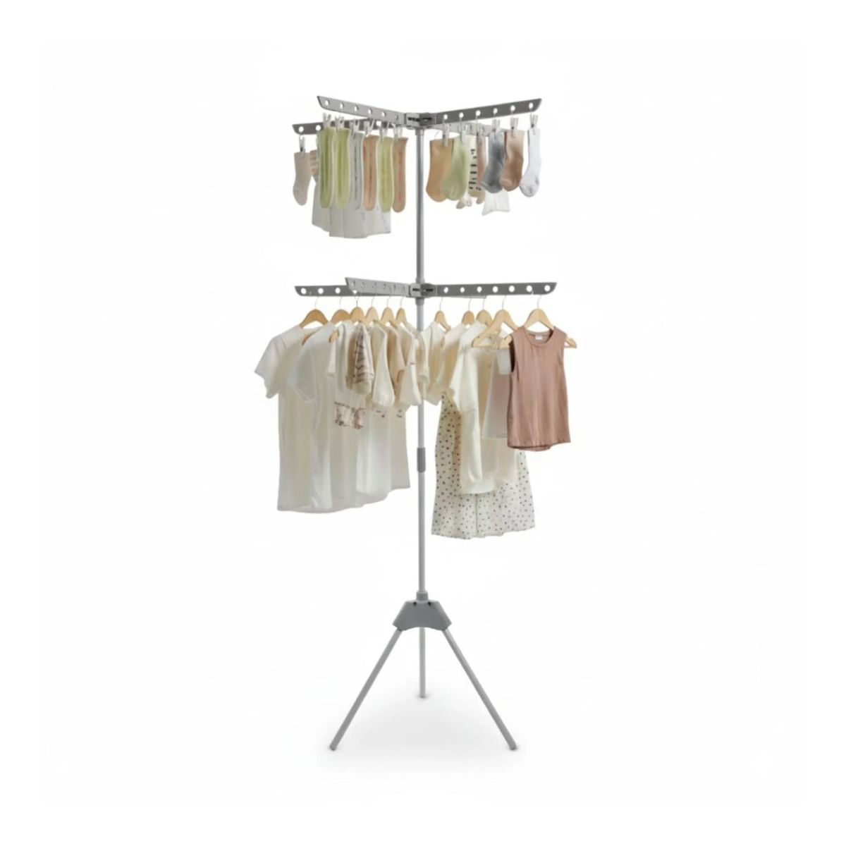 GENERICO - TENDEDERO DE ROPA VERTICAL 2 NIVELES PLEGABLE MULTIFUNCIONAL