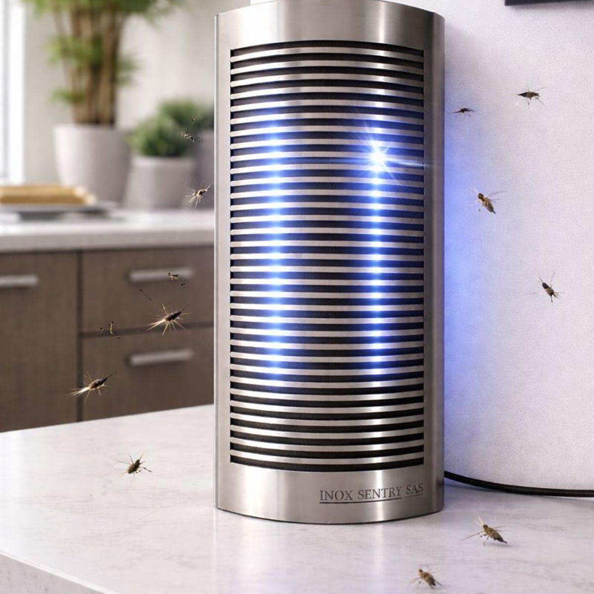 GENERICO - Lámpara Atrapa Insectos Eléctrica UV en Acero Inoxidable para Uso Comercial e Industrial