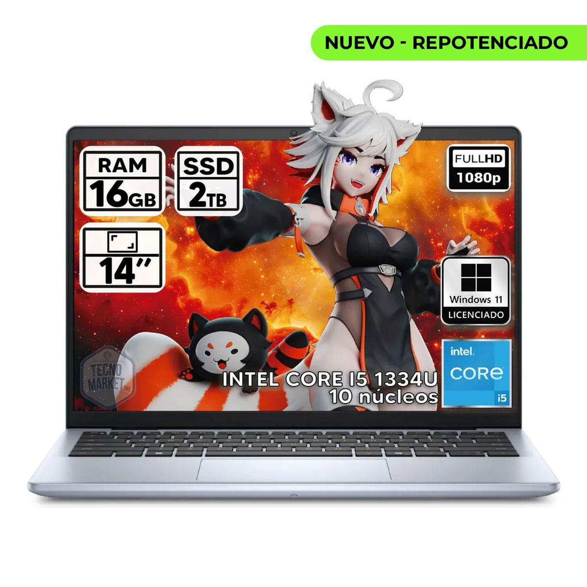 DELL - PORTATIL DELL INSPIRON INTEL CORE I5-1334U 16GB RAM 2TB SSD 14 FHD WINDOWS 11 PRO 100% LICENCIADO