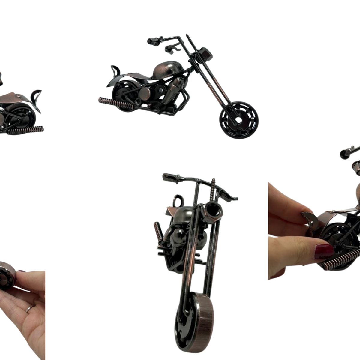 MAZUGI - Moto metálica de colección color bronce estilo clásico retro