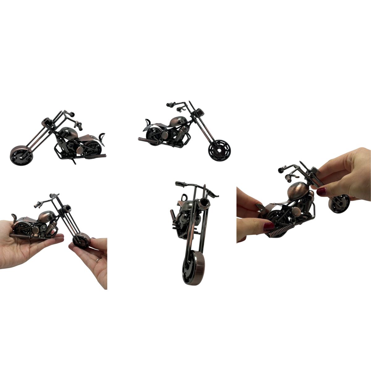 MAZUGI - Moto metálica de colección color bronce estilo clásico retro