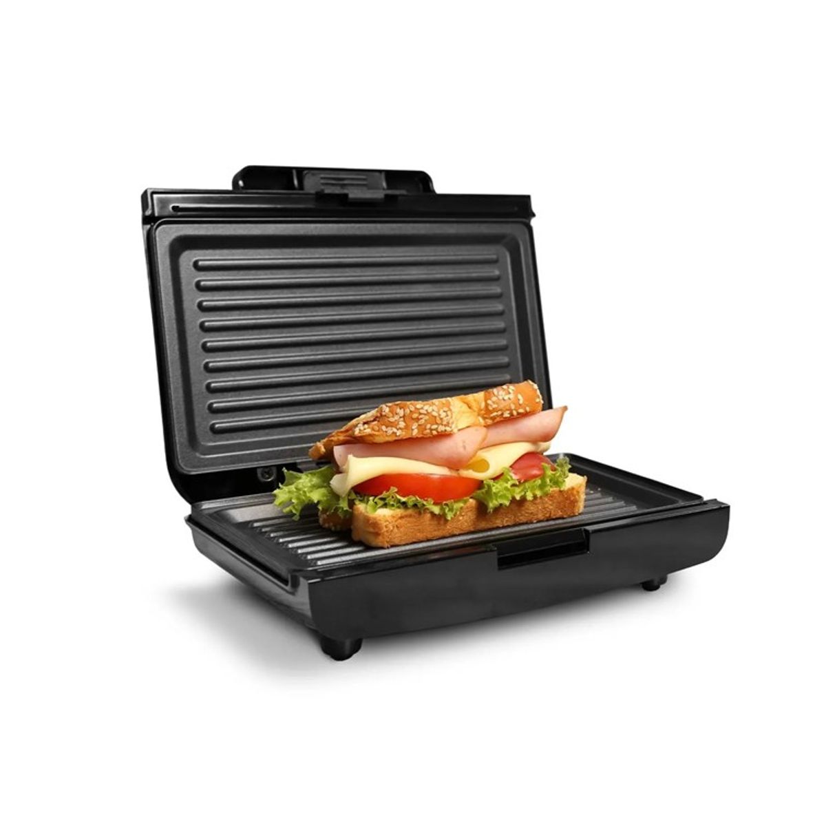 HOME ELEMENTS - Sanduchera Dos Puestos Home Elements Platos Grill Negro HESMG155N