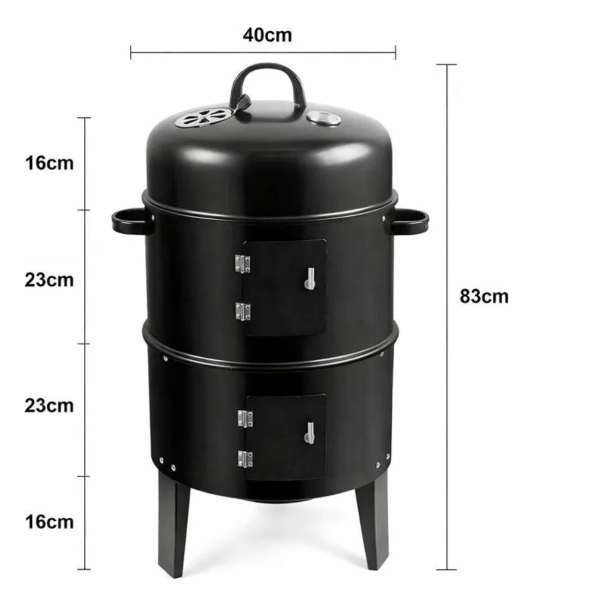 TECNOHOGAR JS - Barril Asador Ahumador Parilla Brasero 80cm Portátil 3 En 1