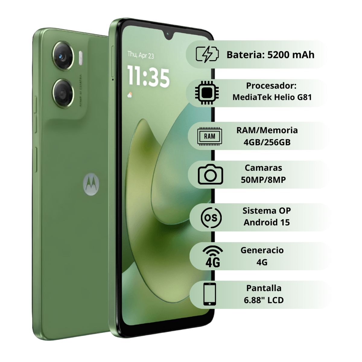 MOTOROLA - Celular MOTOROLA G06 4G 256GB4GB - Verde