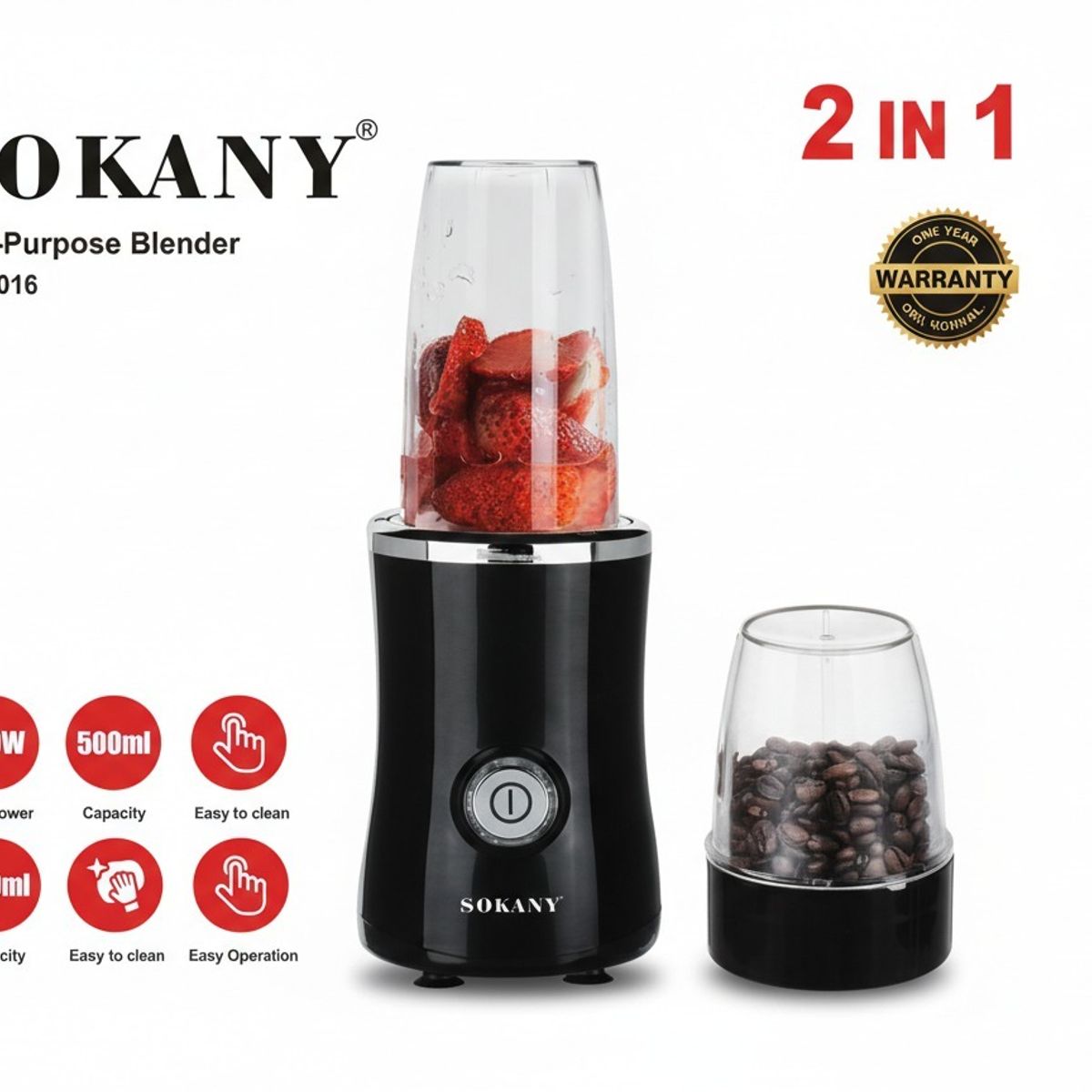 SOKANY - Licuadora Personal Sokany 2 en 1 – Batidos y Café