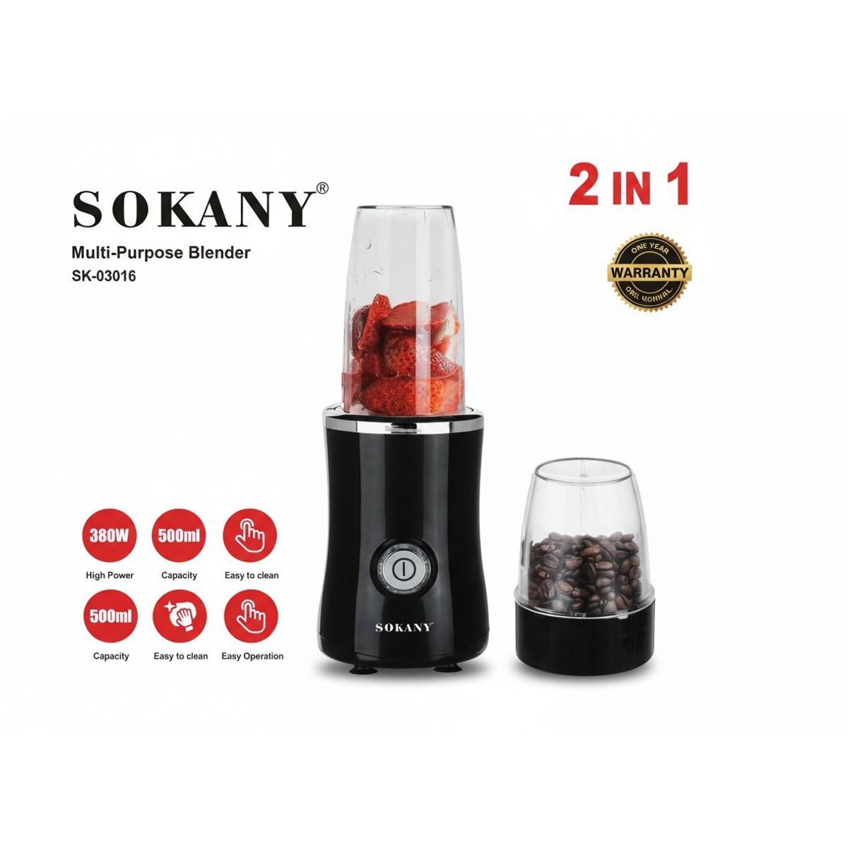 SOKANY - Licuadora Personal Sokany 2 en 1 – Batidos y Café