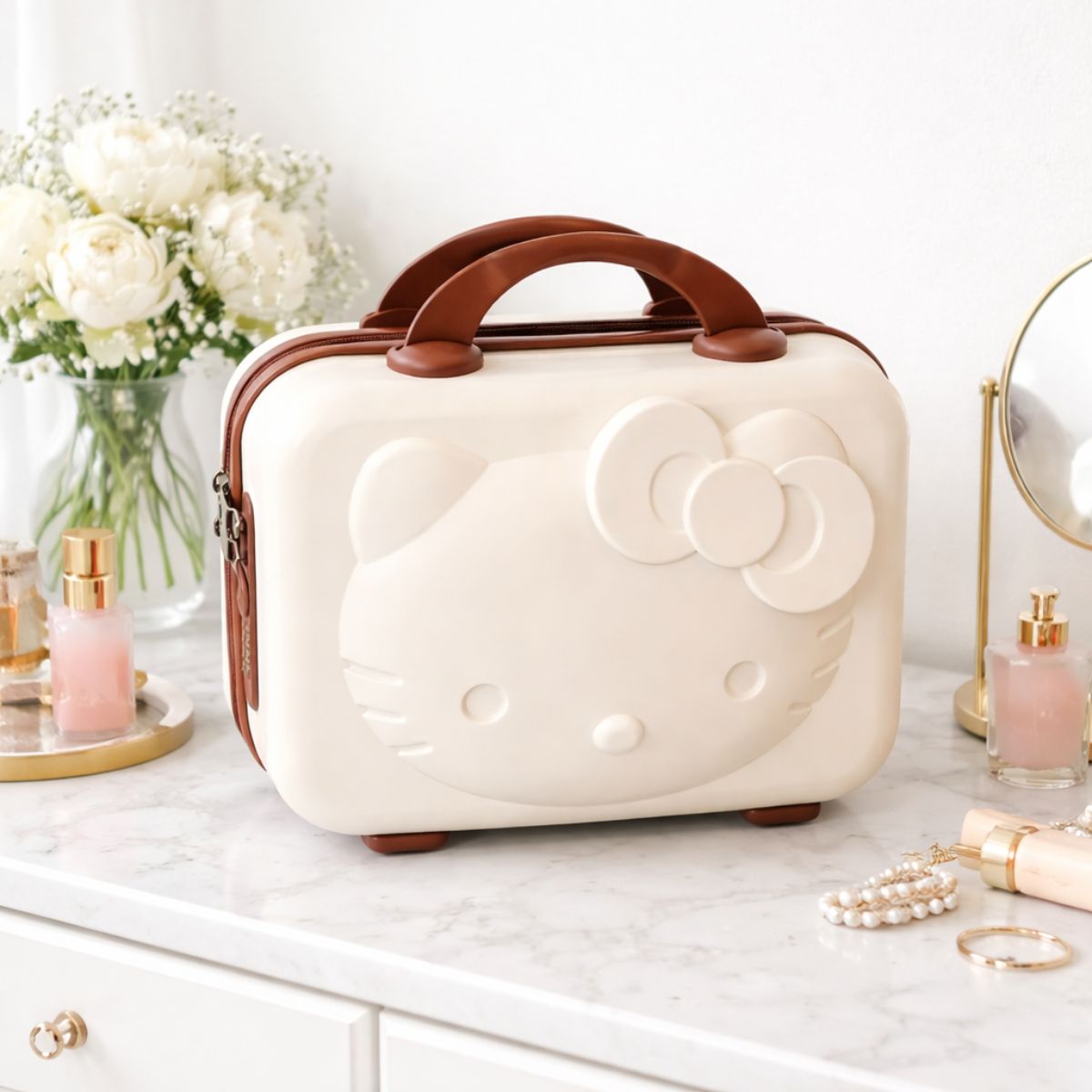 GENERICO - Maletín de Viaje Neceser Cosmetiquera Maleta Portátil Beige