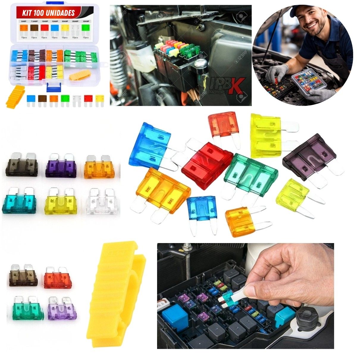 GENERICO - Kit fusibles 100 Und mantenimiento carro moto bus camion jetsky