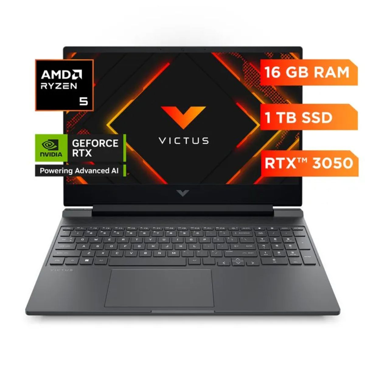 HP - Laptop Gaming Victus 15-fb3006la, AMD Ryzen 5, 16 GB RAM, NVIDIA GeForce RTX 3050
