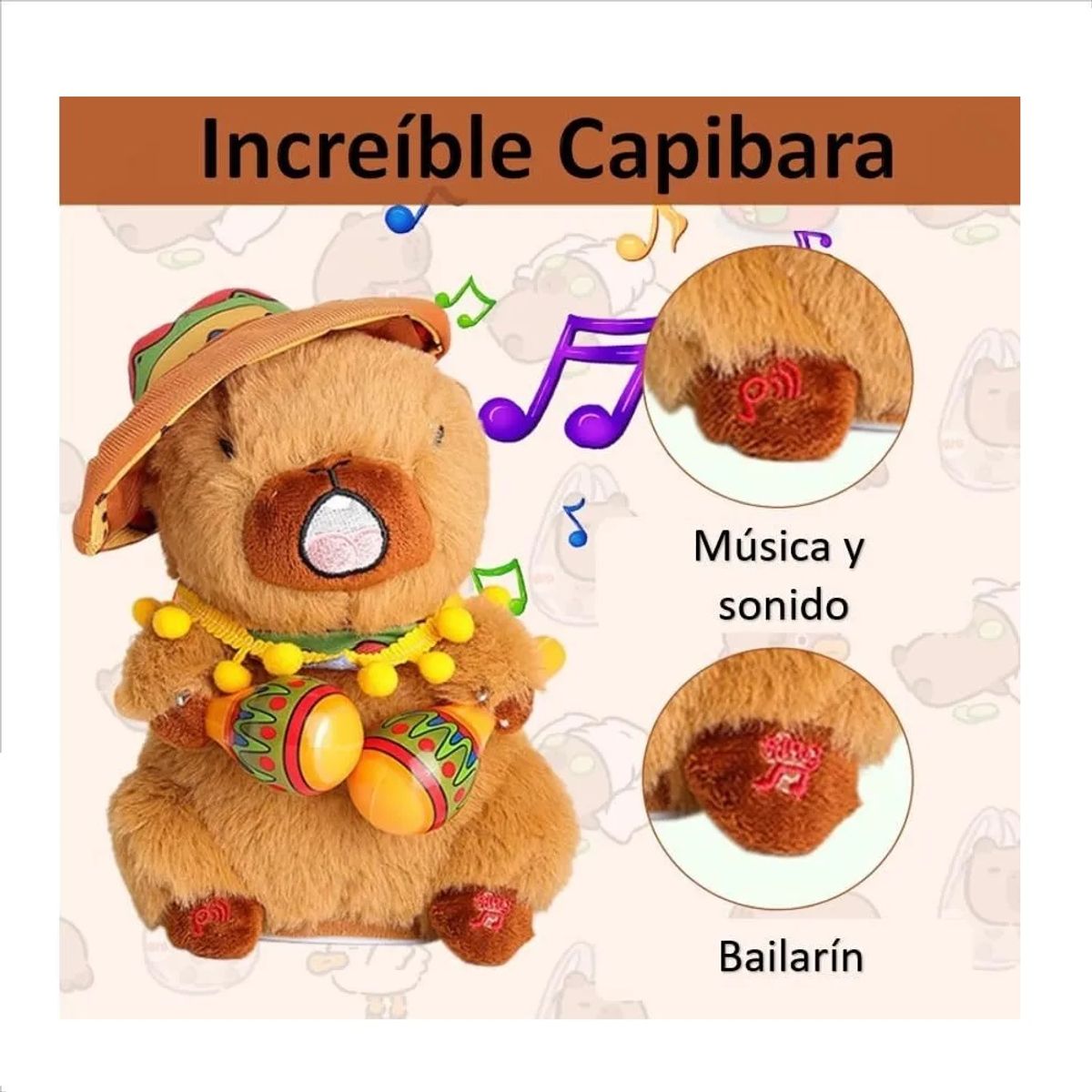 GENERICO - Juguete Capibara de Peluche Interactivo con Movimiento Suave