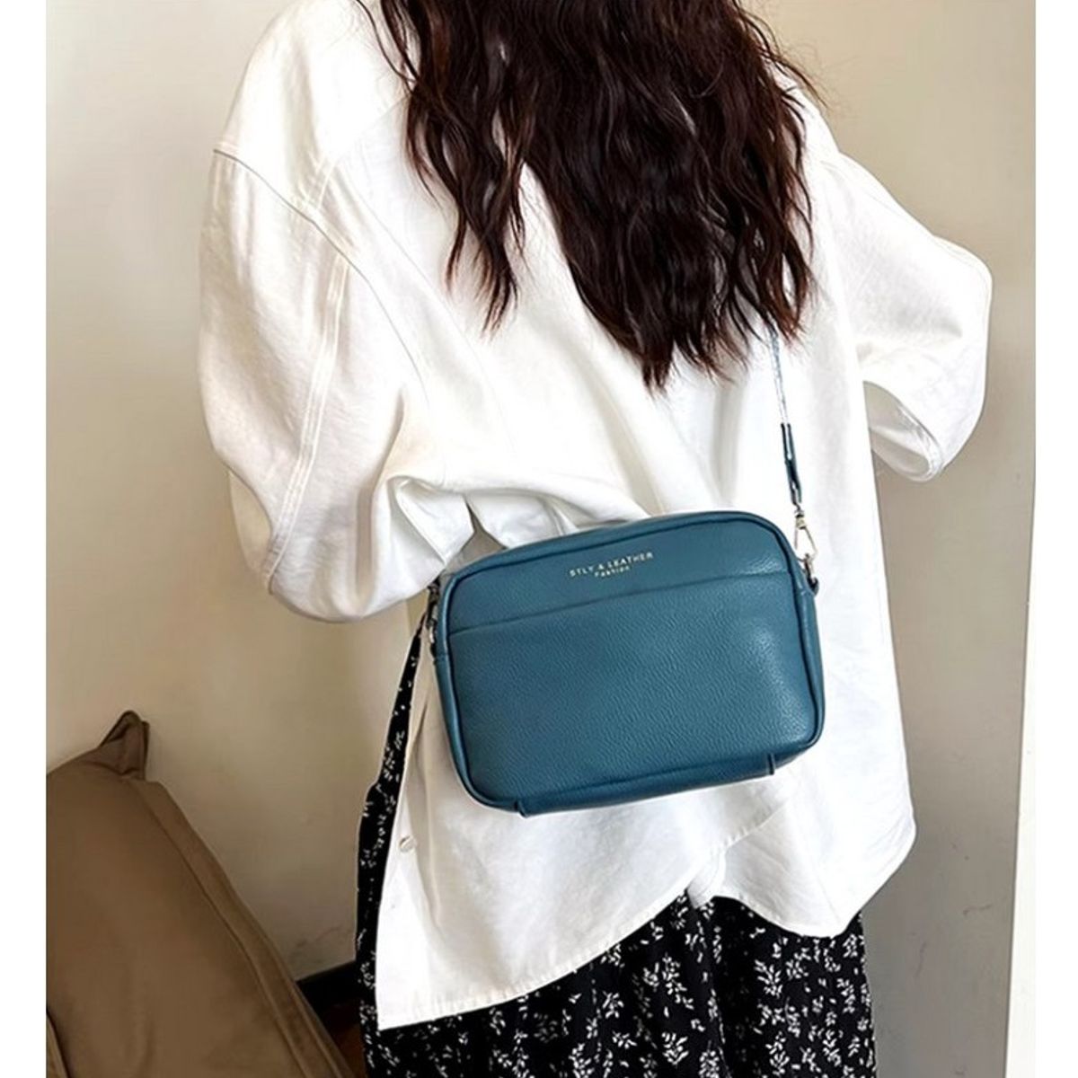 ART CREATION - Bolso Bandolera Cuero Mujer Color Azul