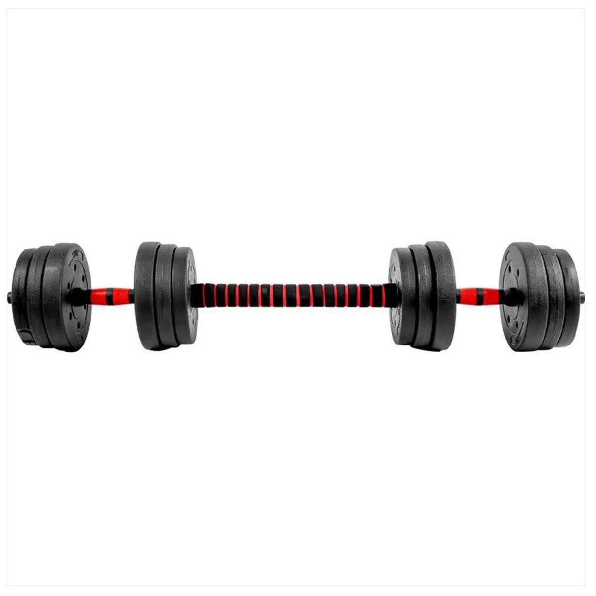 GENERICO - Kit Ajustable de Mancuernas y Barra 20 Kg Entrenamiento Hogar