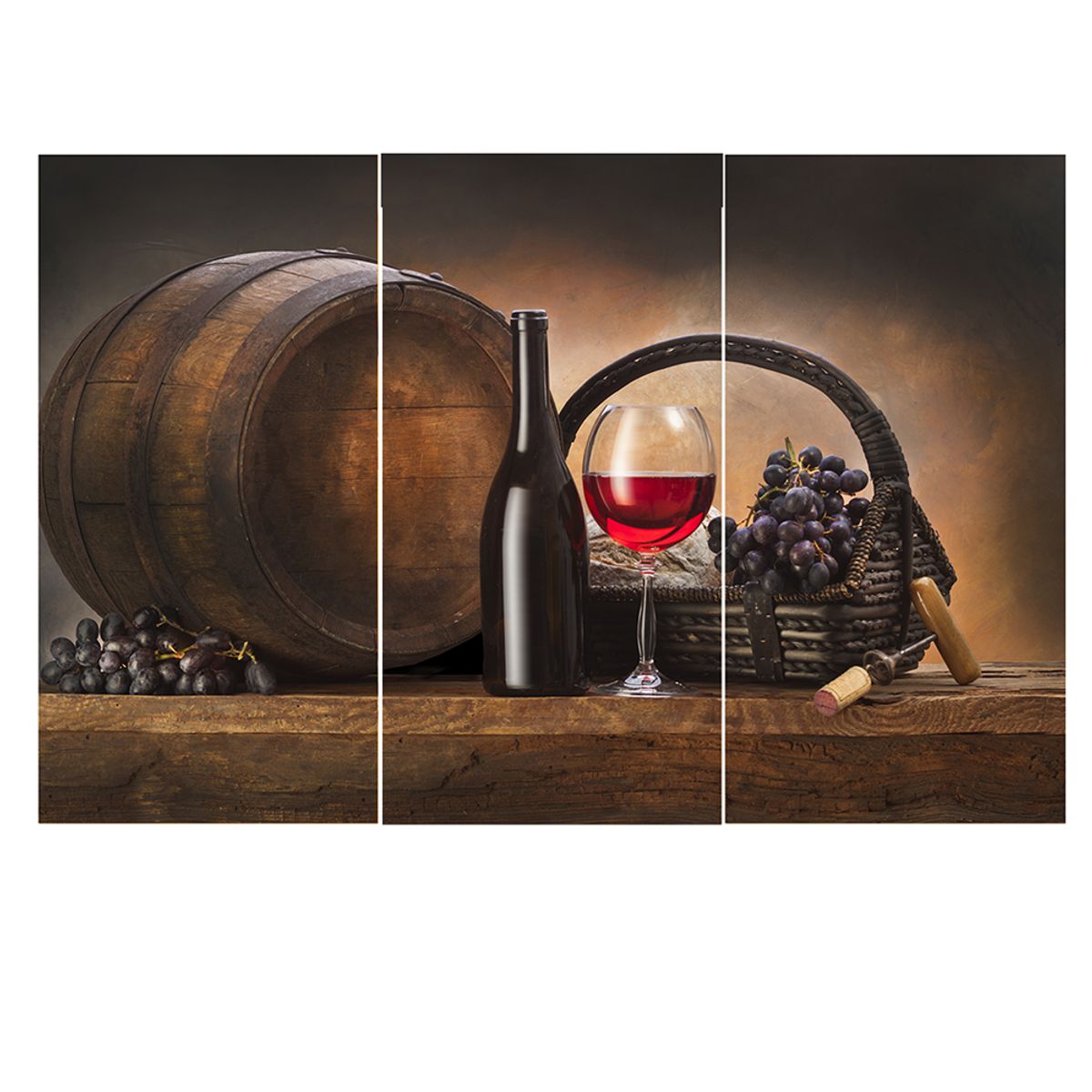 GENERICO - Cuadro de 3 Piezas con Marco, Imagen En vinilo adhesivo área 50x90cm
