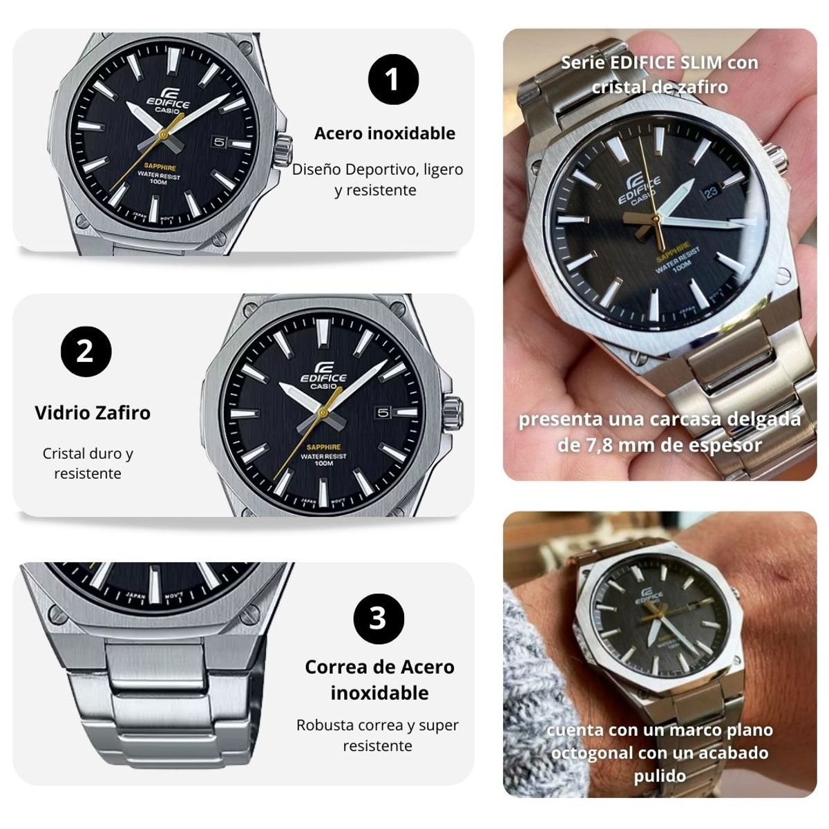 CASIO - Reloj Hombre Casio Edifice EFR-S108D-1AV Diseño Deportivo